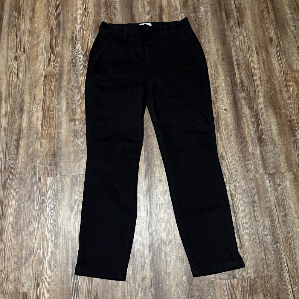 Evereve The Ever Straight Utility Pants Women's 26 High Rise Black Velvet